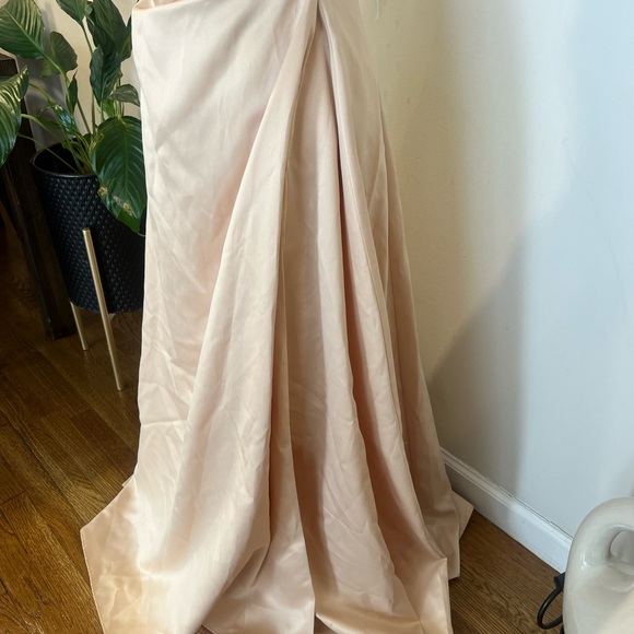 Michaelangelo Light Pink Satin Maxi Dress - Picture 8 of 12